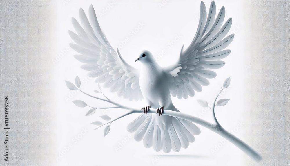 Obraz premium White dove isolated on white background