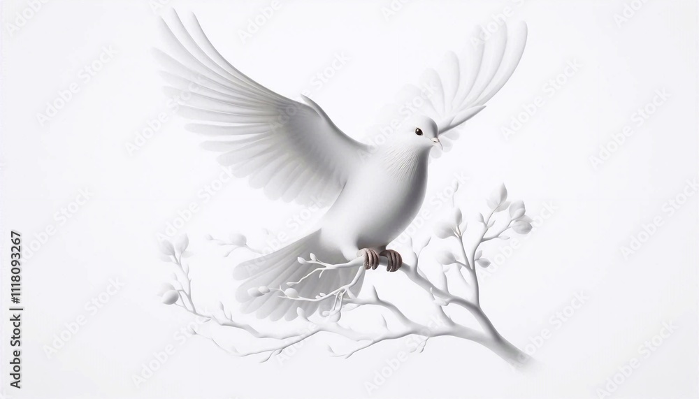 Fototapeta premium White dove isolated on white background