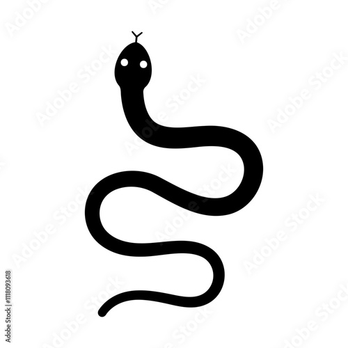 Vector snake icon. Vector snake black silhouette illustration.