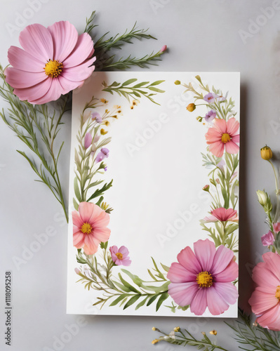 Beautiful wedding invite featuring delicate flowers.