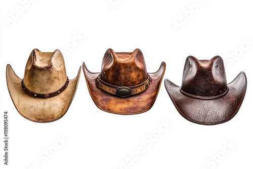 Set of cowboy hats isolated on a white background photo