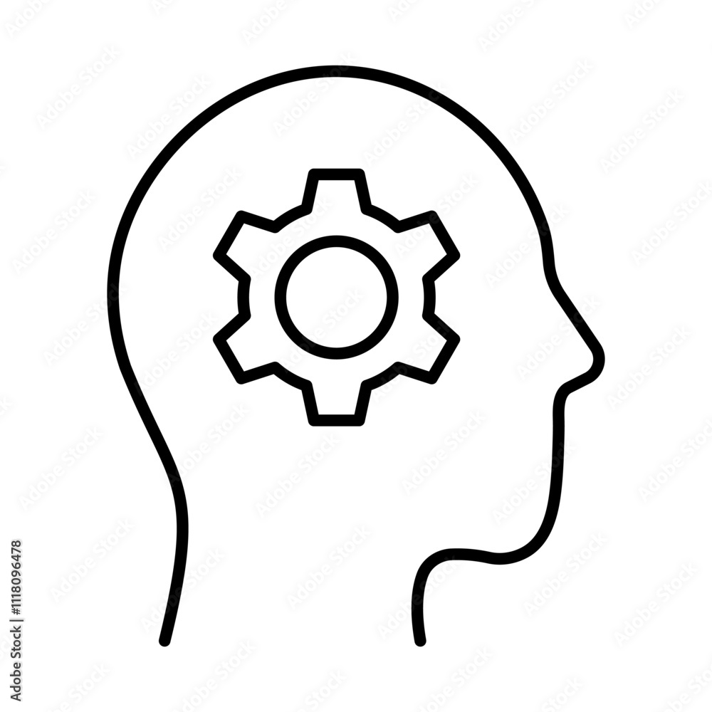 Cognitive Process vector editable stroke Line icon Cognitive Process vector editable stroke Line icon