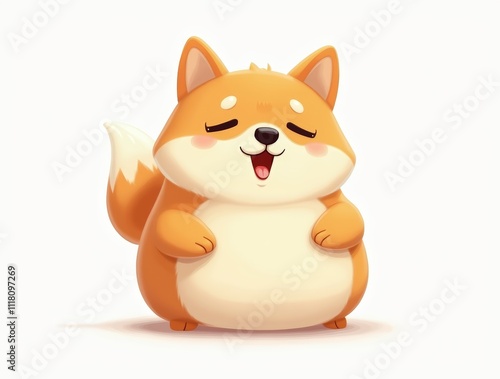 Cute fluffy orange dog poses happily. Perfect for pet product advertisements, social media posts, childrens books, and animalrelated designs. photo