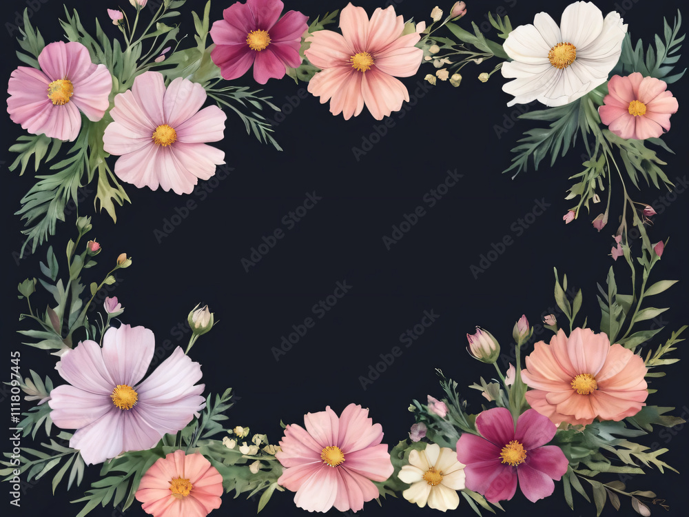 Elegant blank wedding card with floral accents. Elegant blank wedding card with floral accents.