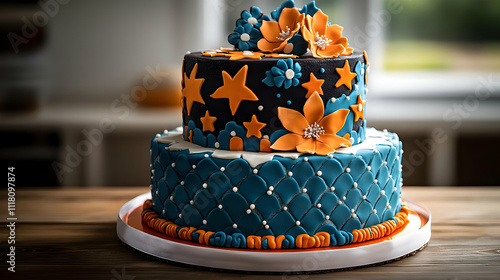 Close up of Australian themed Cake for Australia Day concept as Close up of Australian themed cake on festive table intricate designs vibrant colors symbolizing celebration and national pride ample co photo