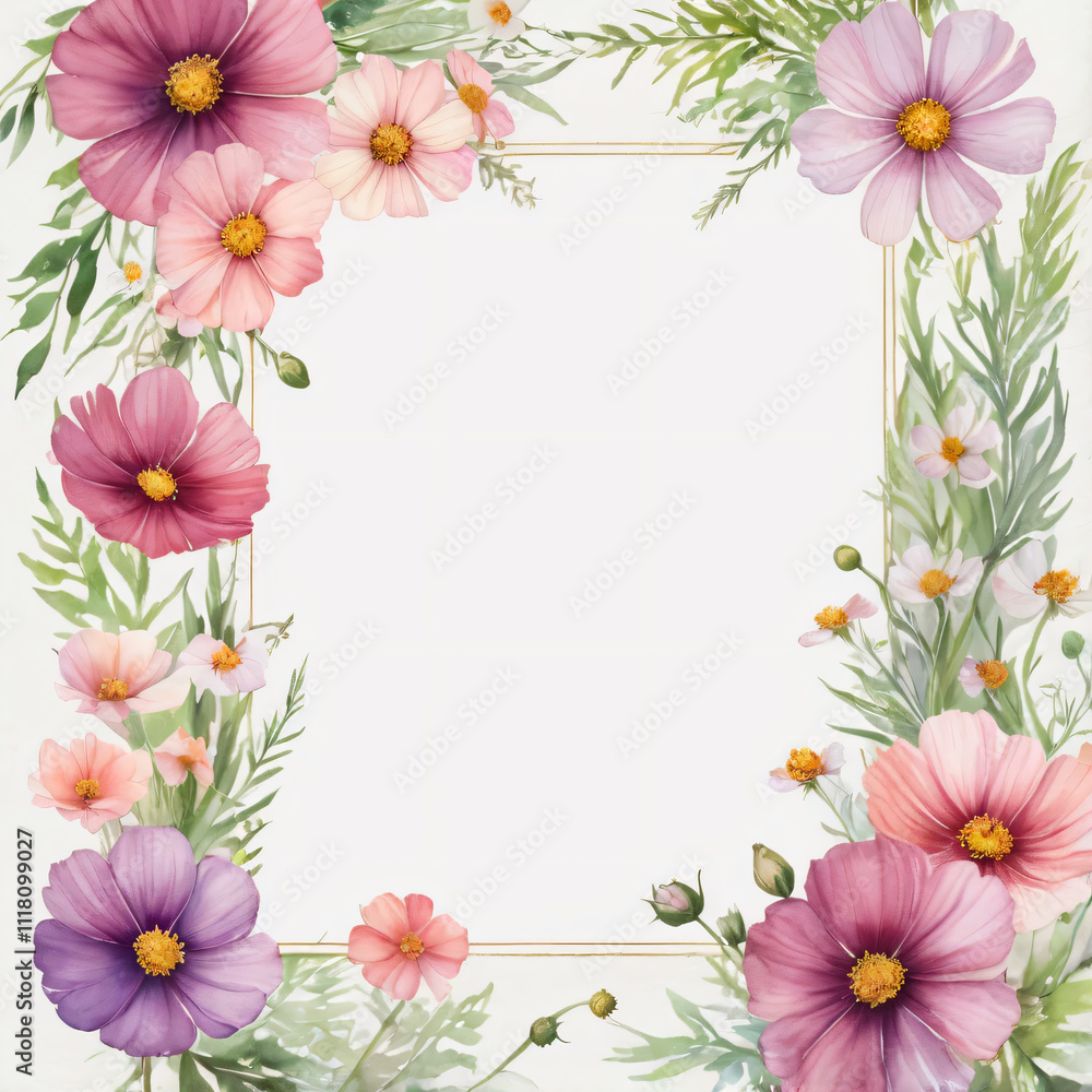 Elegant blank wedding card with floral accents. Elegant blank wedding card with floral accents.