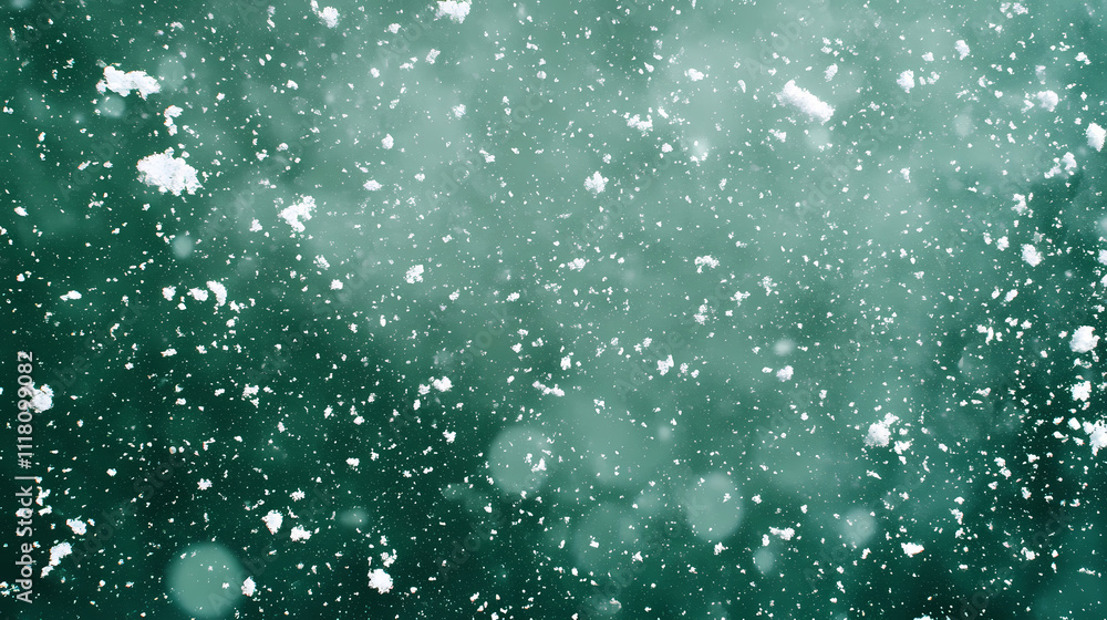 Obraz premium Winter snowfall overlay on green background, , snow, falling, winter, overlay, green, background, effect, chroma key,. Chroma. Illustration