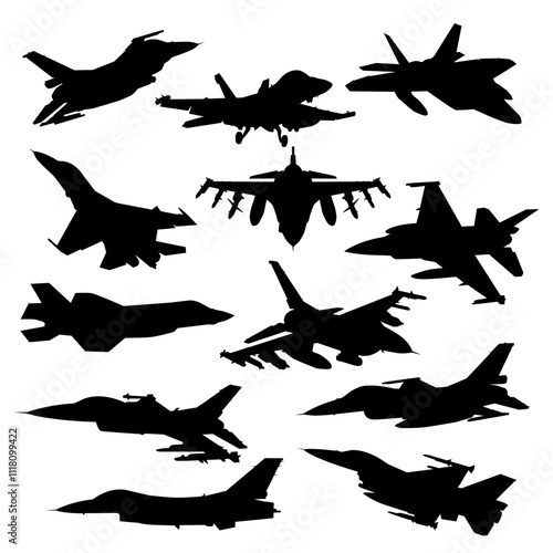 fighter jet silhouette set collection