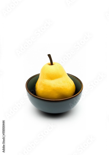 Yellow pear in a bowl; Yellow pear in a deep plate