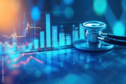 Stethoscope on a Data Screen - Healthcare & Technology
