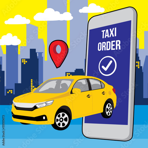 Taxi online mobile vector