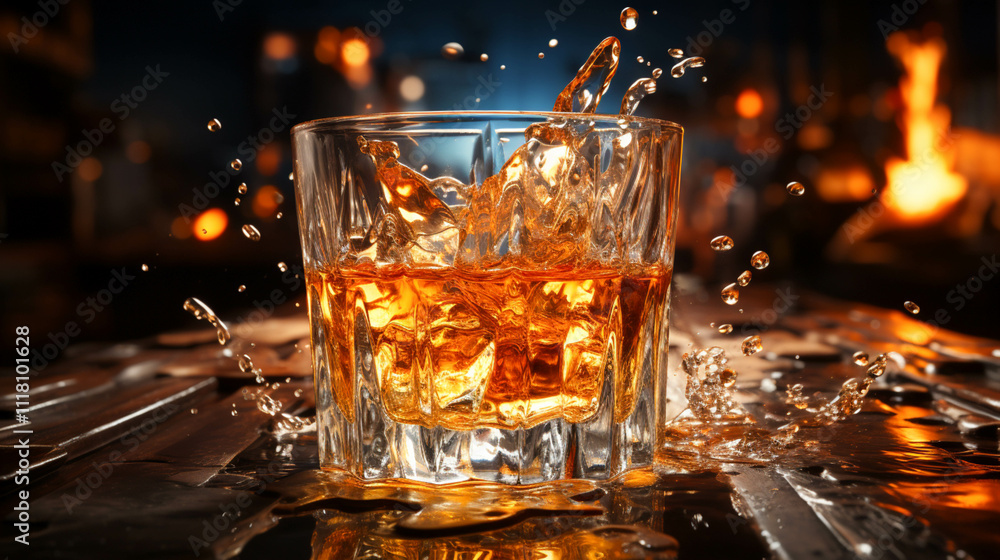 A whiskey glass mug with whiskey splash A whiskey glass mug with whiskey splash