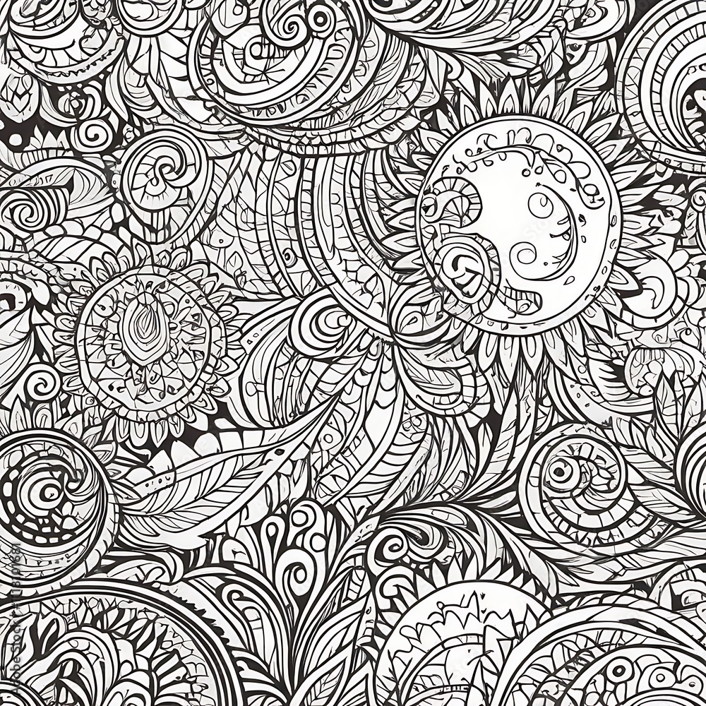 Intricate Floral Mandala Pattern: A captivating seamless pattern featuring a mesmerizing blend of intricate floral and paisley motifs. Intricate Floral Mandala Pattern: A captivating seamless pattern featuring a mesmerizing blend of intricate floral and paisley motifs.