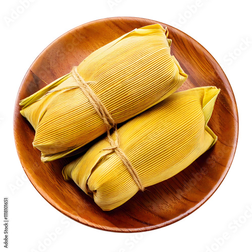 Pamonha, a Traditional Brazilian Dish Made from Corn Wrapped in Its Own Husk. Transparent Background.