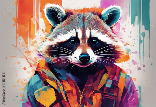 Digitally created artwork of a raccoon.