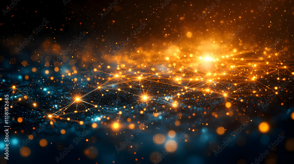 Fototapeta premium Glossy Digital Networking Background concept as Glossy digital networking background featuring interconnected nodes and community symbols ample copy space representing modern digital networking and co