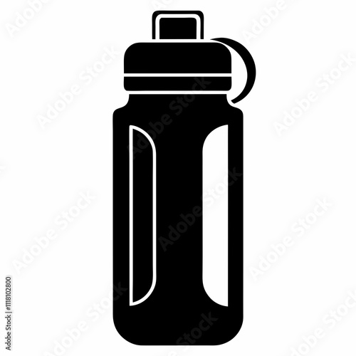 Smart Water Bottle vector silhouette black design white background