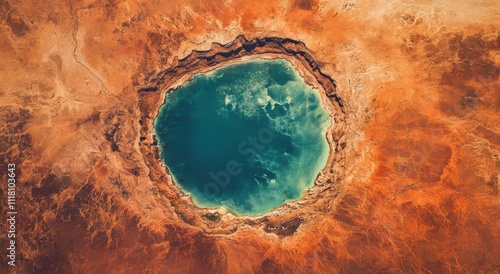 Wallpaper Mural Aerial view of a striking crater filled with turquoise water. Torontodigital.ca
