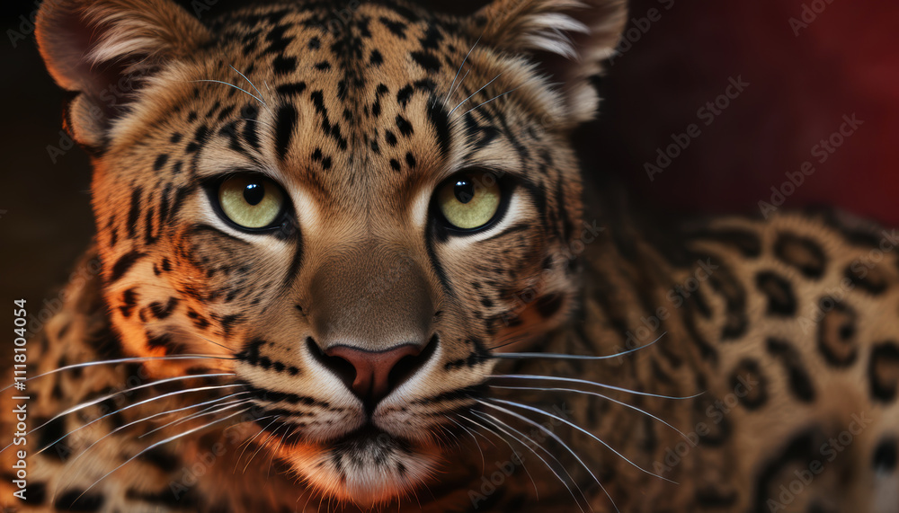 The leopard looks straight ahead.. The leopard looks straight ahead..