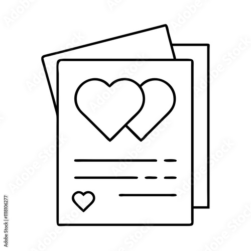 valentine s day card icon, valentines day illustration, valentine icon - simple black line art of valentine s day card, symbolizing valentines day celebrations. valentine vector.