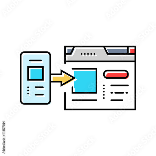 mobile first design seo color icon vector. mobile first design seo sign. isolated symbol illustration