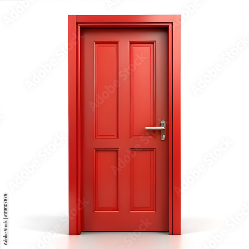 Red 3d door isolated on white background