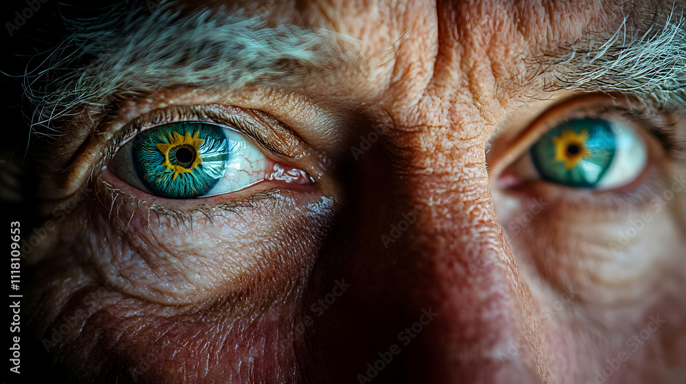 Macro portrait of Reyes Magos eyes with copy space concept as Intimate macro portrait capturing the facial expressions of Reyes Magos conveying wisdom and kindness ideal for magazine advertisements or Macro portrait of Reyes Magos eyes with copy space concept as Intimate macro portrait capturing the facial expressions of Reyes Magos conveying wisdom and kindness ideal for magazine advertisements or