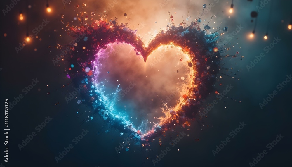 Valentine's Day abstract background with heart. 3D Rendering Valentine's Day abstract background with heart. 3D Rendering