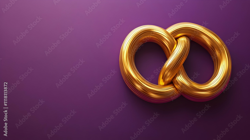 Plain purple background featuring a golden Chinese knot and copy space on the side. concept as A plain purple backdrop showcasing a golden Chinese knot symbolizing harmony and good luck with ample spa Plain purple background featuring a golden Chinese knot and copy space on the side. concept as A plain purple backdrop showcasing a golden Chinese knot symbolizing harmony and good luck with ample spa
