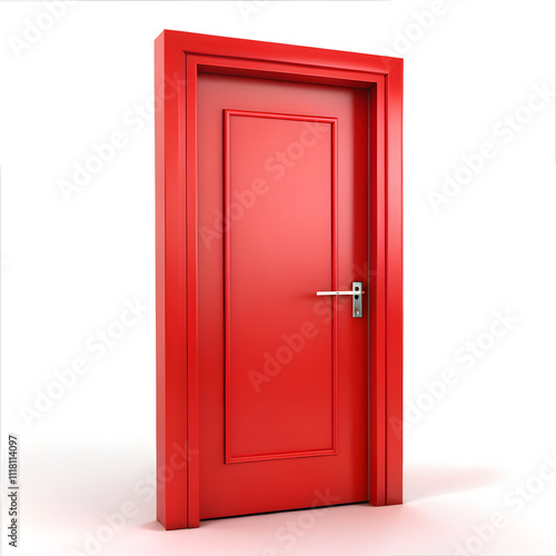 Red 3d door isolated on white background