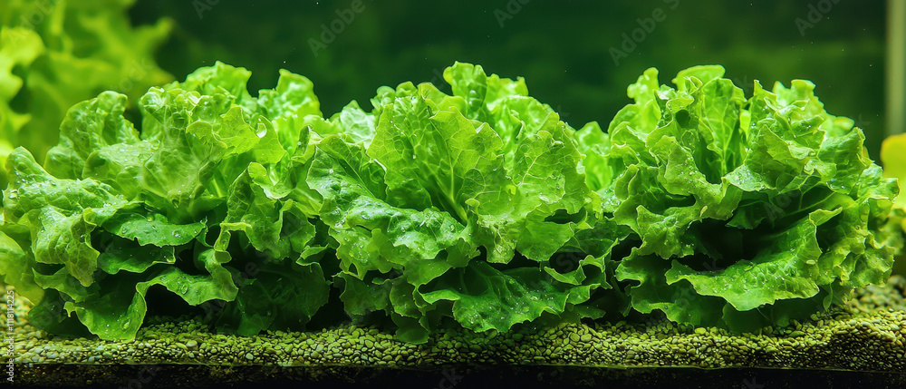 Fresh, vibrant lettuce heads arranged in a row, showcasing their crisp texture and rich green color against a lush background. Fresh, vibrant lettuce heads arranged in a row, showcasing their crisp texture and rich green color against a lush background.