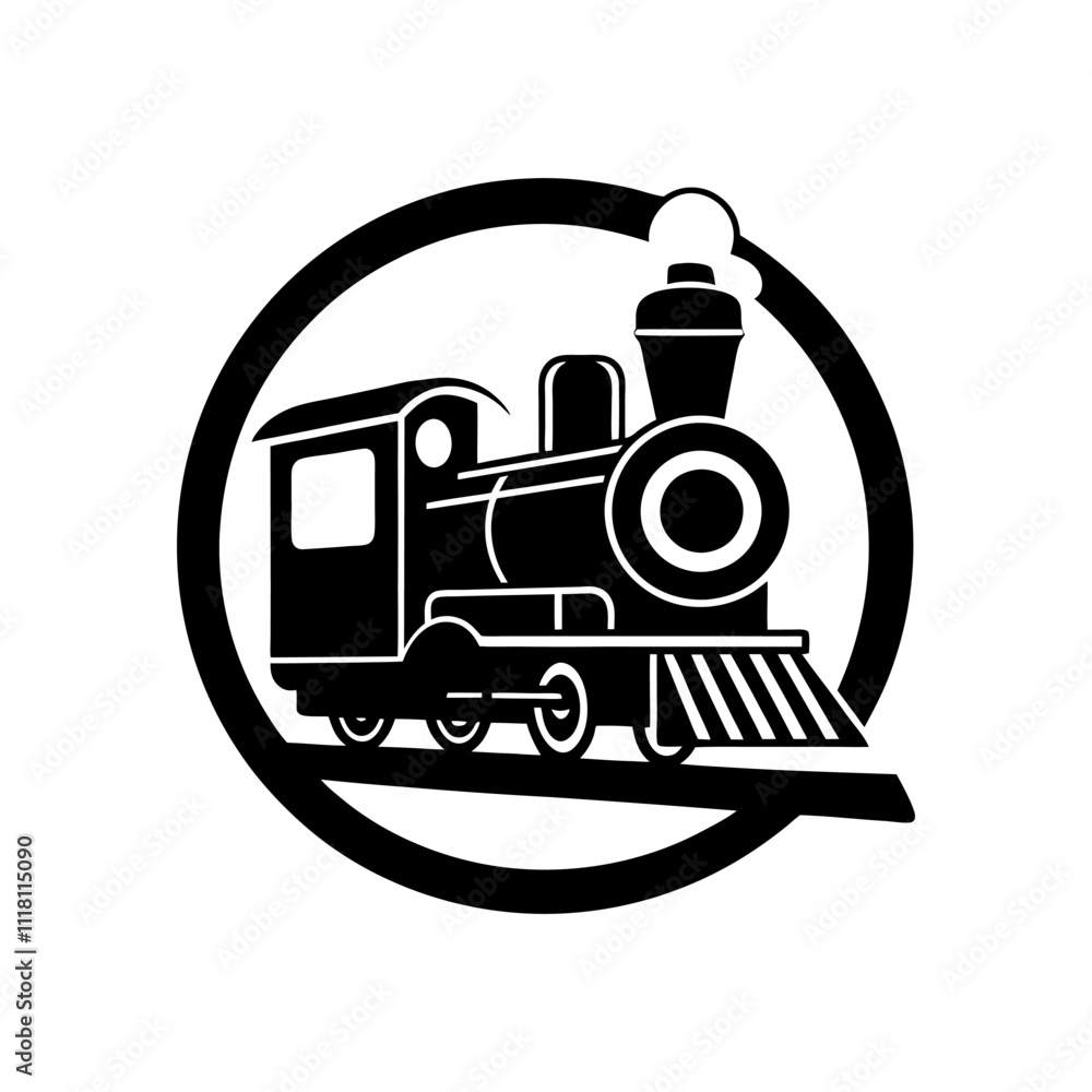 Retro tourist train Machine Logo Design silhouette Retro tourist train Machine Logo Design silhouette