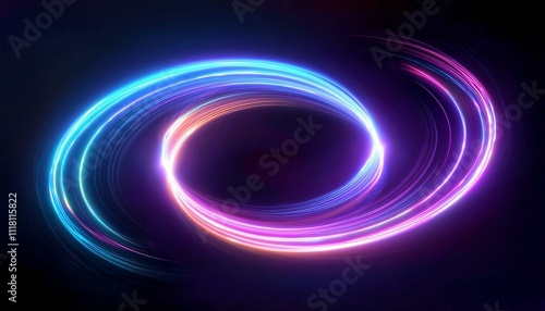 The concept of happiness and new beginnings: Abstract glowing spiral, vibrant colors representing renewal and happiness.