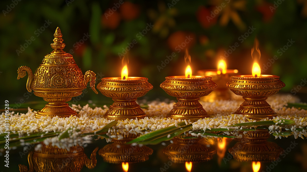 Pongal Cultural Symbols Vector concept as Vector illustration of traditional Pongal cultural symbols like kolam lamps rice and sugarcane representing cultural heritage and festivity perfect for infogr Pongal Cultural Symbols Vector concept as Vector illustration of traditional Pongal cultural symbols like kolam lamps rice and sugarcane representing cultural heritage and festivity perfect for infogr