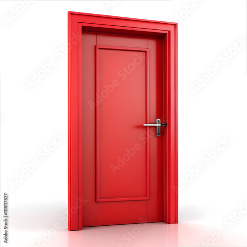 Red 3d door isolated on white background