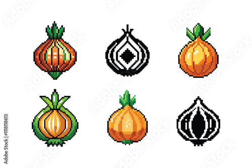 Unique gaming pixel art vegetable fruits vector art design