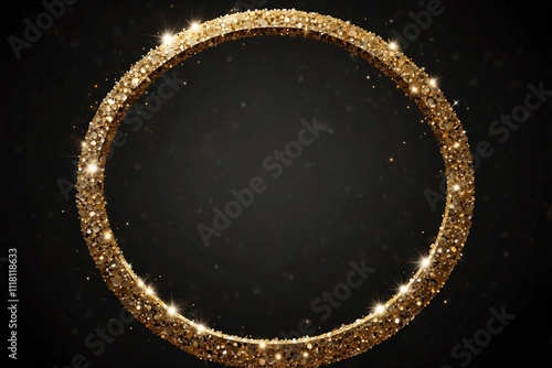 Obraz na płótnie Golden Glitter Circle on Black Background Emitting a Glow w salonie