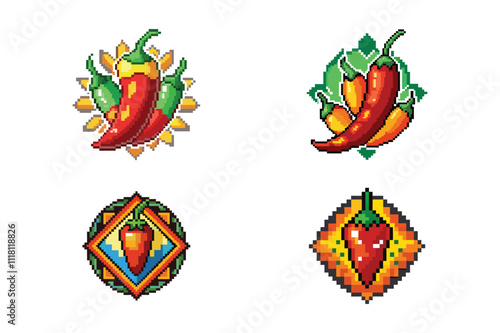 Unique gaming pixel art vegetable fruits vector art design