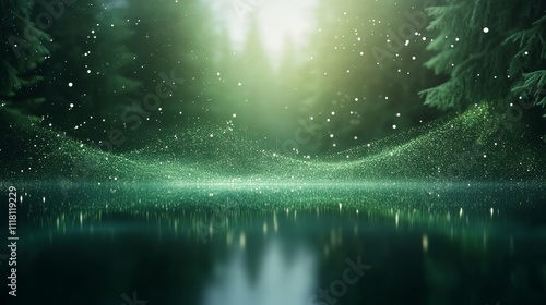 A tree is floating in a lake with a reflection of itself