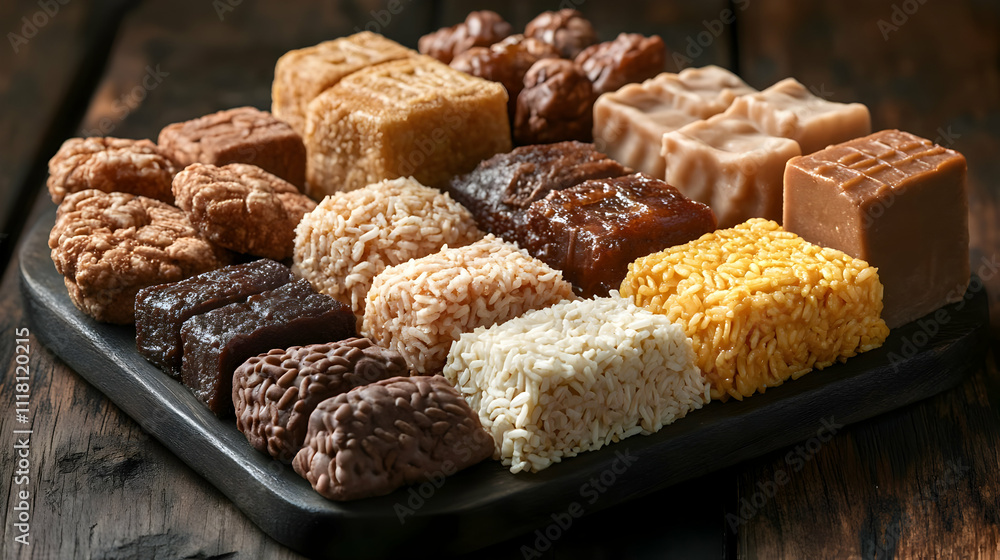 Pongal Sweets Macro concept as Macro shot of traditional Pongal sweets like sakkarai pongal and sweet rice highlighting textures and vibrant colors captured in a realistic environment with copy space. Pongal Sweets Macro concept as Macro shot of traditional Pongal sweets like sakkarai pongal and sweet rice highlighting textures and vibrant colors captured in a realistic environment with copy space.