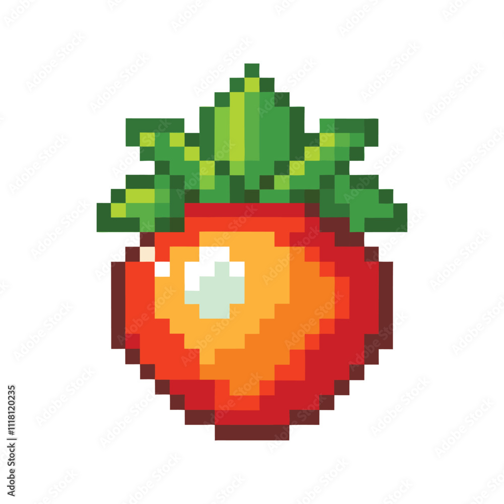 Fototapeta premium Unique gaming pixel art vegetable fruits vector art design
