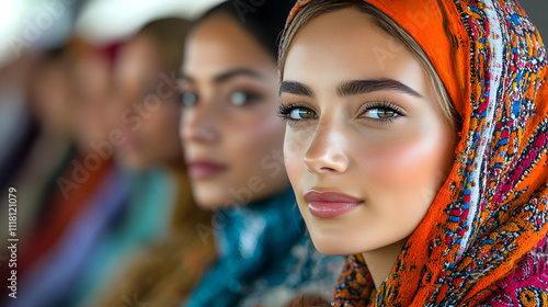 Portrait Shared Faith Reflection concept as Portrait close up of individuals from different faiths reflecting on their shared beliefs symbolizing unity and mutual respect for World Religion Day magazi photo