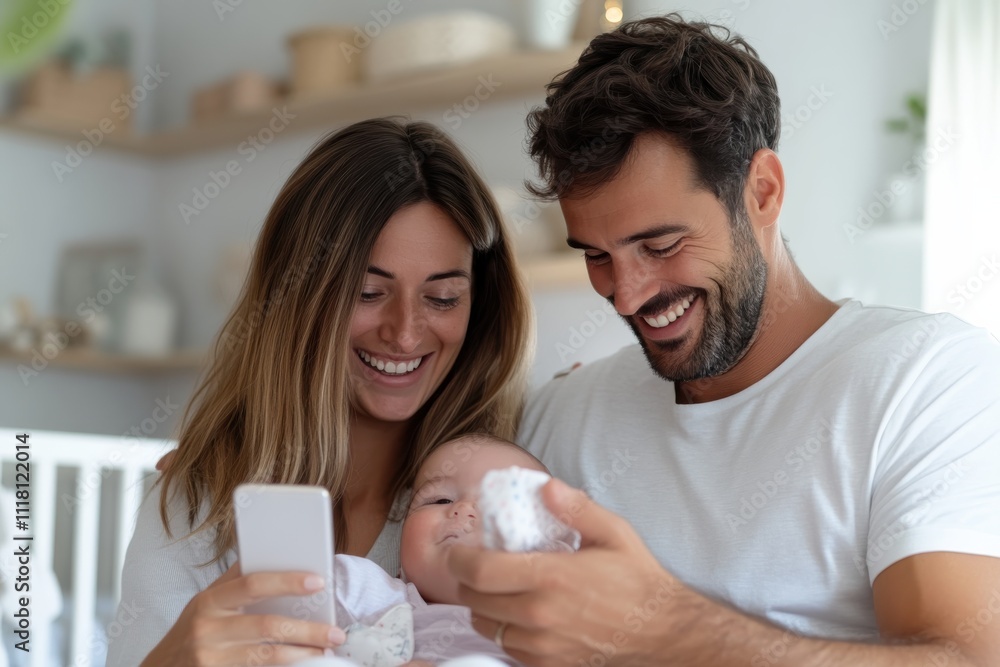 A joyful couple is cherishing a beautiful moment with their baby at home, highlighting love and happiness in a cozy family environment. A joyful couple is cherishing a beautiful moment with their baby at home, highlighting love and happiness in a cozy family environment.