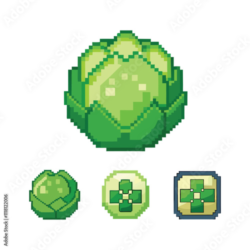 unique gaming pixel art vegetable and fruits vector art design