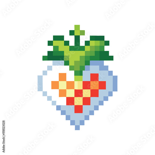 unique gaming pixel art vegetable and fruits vector art design