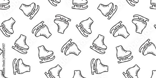 figure skates. Seamless skate pattern. Doodle pattern for gift wrapping. beautiful background.