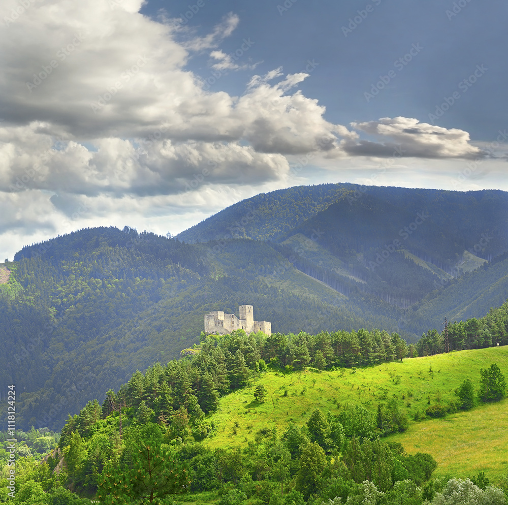 Ruins castle Strecno near Zilina in the Slovakia