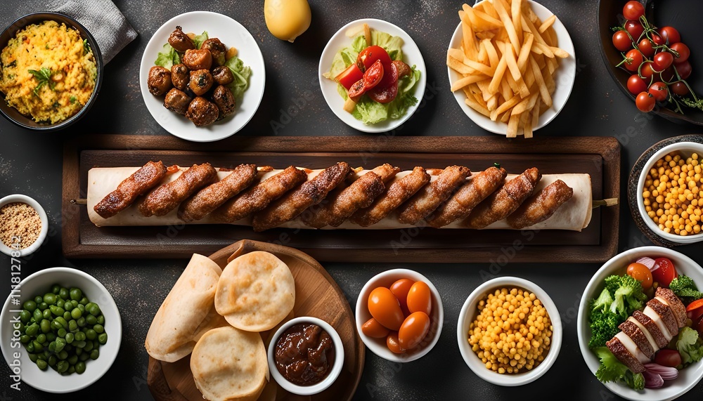 custom made wallpaper toronto digitalDelicious Food Spread with Fried Sausage