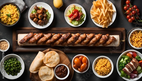 Wallpaper Mural Delicious Food Spread with Fried Sausage Torontodigital.ca