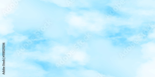 Blue sky with white clouds background, Romantic sky, nature background of romantic summer blue sky with fluffy clouds, Beautiful puffy clouds in bright blue sky in day sunlight.
